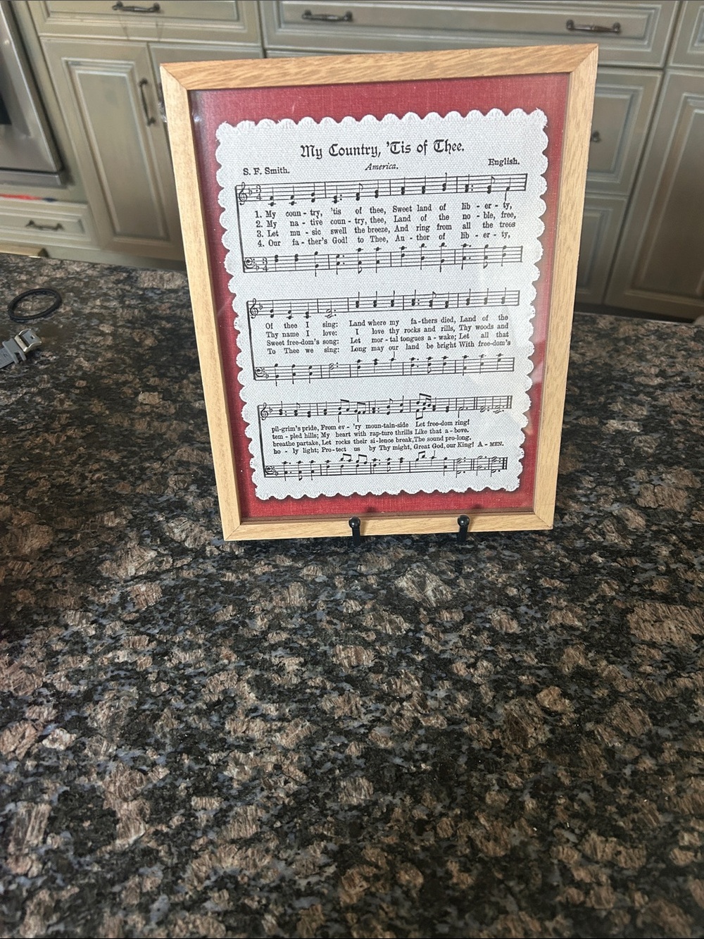ASHLAND FRAMED " MY COUNTRY, TOS OF THEE" SHEET MYSIC WALL DECOR NWT